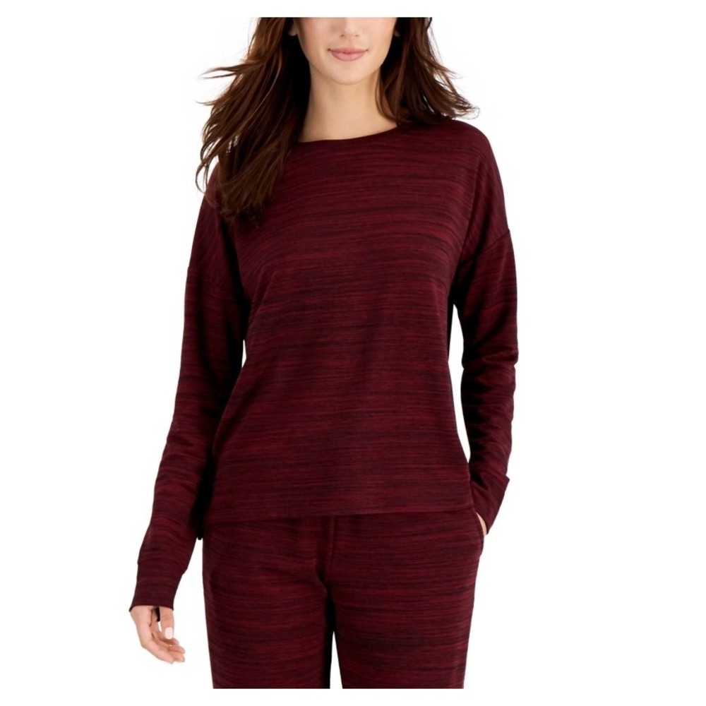 Alfani French Terry Pajama Shirt - Garnet Stone - Size XS